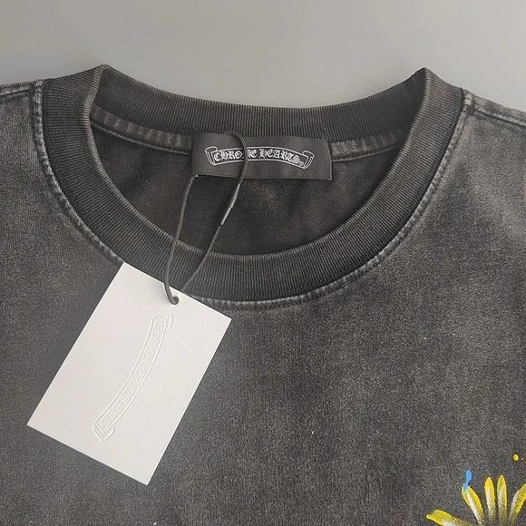 Chrome Hearts Multi Color Cross Cemetery Washed Black Short Sleeves